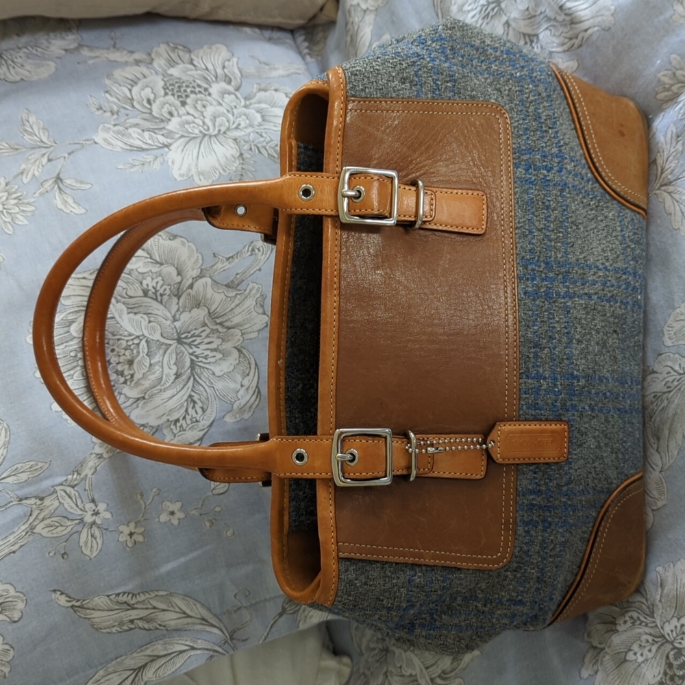 Rare Coach wool plaid and leather purse